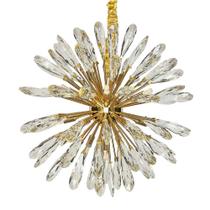 Lustre Pendente Flor do Sol Dourado Cristal 50CM 9G9 DS9749 Delis