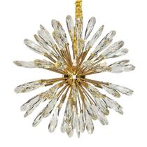 Lustre Pendente Flor do Sol Dourado Cristal 60CM 18G9 DS9750 Delis