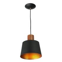 Lustre Pendente Florença De Alumínio Preto com Cobre