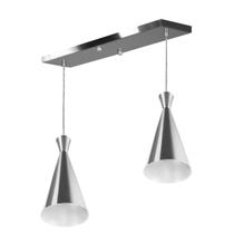 Lustre Pendente Funil Duplo Base Retangular Escovado Lustre Pendente Funil Duplo Base Retangular Escovado