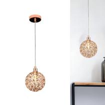 Lustre Pendente Globinho 1xG9 Aramado Cristal K9 Rose Bivolt