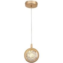 Lustre Pendente Globo Bolhas Cristal Dourado LED 7W 12cm 3000K Bivolt