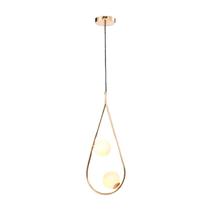 Lustre Pendente Globo Vidro Jabuti Duplo Gota Duo Dourado