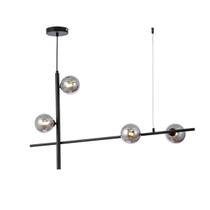 Lustre Pendente Globo Vidro Metal Preto CA054-PT