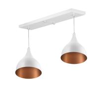 Lustre Pendente Gota Duplo Base Retangular Branco/Cobre Lustre Pendente Gota Duplo Base Retangular Branco/Cobre