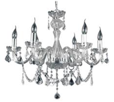 Lustre Pendente Harmonia Cristal 6 Braços Para Led 64 Cm