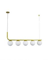 Lustre Pendente Haste 1 Metro 5 Bolas Globo Dourado 717