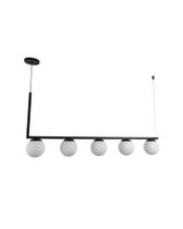 Lustre Pendente Haste Angular 5 Bolas Globo Preto 120cm 370