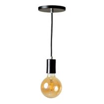 Lustre Pendente Industrial 6cm Preto Cabo Preto