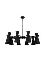 Lustre Pendente Industrial Redondo Cúpula Metal Cone Funil 10 Braços 1 metro 769 Preto