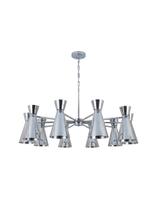 Lustre Pendente Industrial Redondo Cúpula Metal Cone Funil 10 Braços 1 Metro Cromado 769