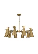 Lustre Pendente Industrial Redondo Cúpula Metal Cone Funil 10 Braços Dourado 1 metro 769