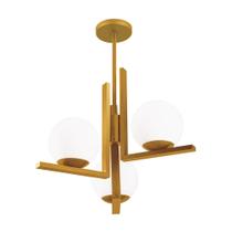 Lustre Pendente Industrial Vidro Leitoso Havana 03 Lâmpadas