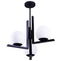 Lustre Pendente Industrial Vidro Leitoso Havana 03 Lâmpadas Lustre Pendente Industrial Vidro Leitoso Havana 03 Lâmpadas