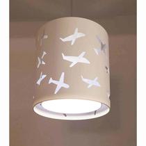 Lustre Pendente Infantil Aviões 25x25cm Branco