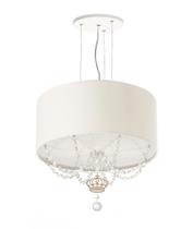 Lustre Pendente Infantil Coroa Cúpula Branco 30X15 2E27