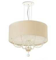 Lustre Pendente Infantil Coroa Cúpula Crú 40X15 2E27