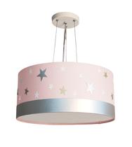 Lustre Pendente Infantil Estrelas Cúpula Rosa 30X15 2E27