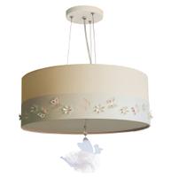 Lustre Pendente Infantil Fadas Cúpula Crú 50x15 3E27