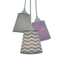 Lustre Pendente Infantil Frufru Lilás e Chevron Cinza