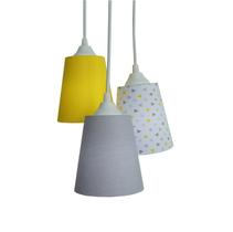 Lustre Pendente Infantil Geométrico Amarelo e Cinza