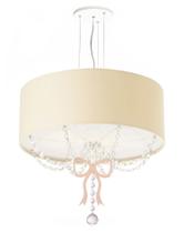 Lustre Pendente Infantil Laço Cúpula Crú 50X15 3E27 Lustre Pendente Infantil Laço Cúpula Crú 50X15 3E27
