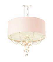 Lustre Pendente Infantil Laço Cúpula Rosa 40X15 2E27