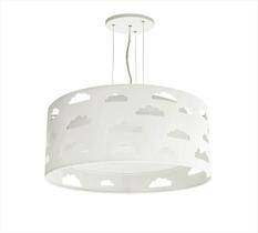 Lustre Pendente Infantil Nuvem Branco Bivolt 40x16cm