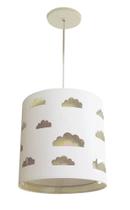 Lustre Pendente Infantil Nuvem Branco E Cru Bivolt 25x25cm