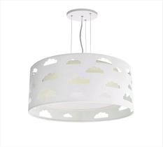 Lustre Pendente Infantil Nuvem Branco E Cru Bivolt 50x16cm