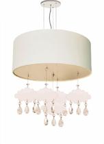 Lustre Pendente Infantil Nuvens Com Cúpula 30X15 Branco