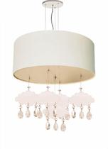 Lustre Pendente Infantil Nuvens Com Cúpula 40X15 Branco