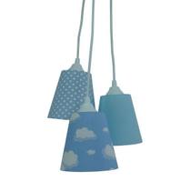 Lustre Pendente Infantil Nuvens Tons de Azul e Branco