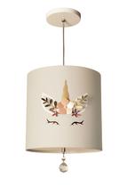 Lustre Pendente Infantil Unicórnio Cúpula Branco 25x25 1E27
