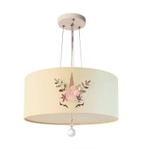 Lustre Pendente Infantil Unicórnio Cúpula Crú 30x15 2E27