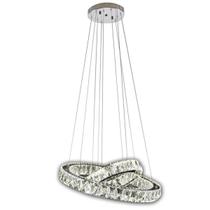 Lustre Pendente Inox Cristal Anéis 30CM e 50CM LED 60W Bivolt