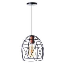 Lustre Pendente Interno Aramado Bala 23Cm Preto