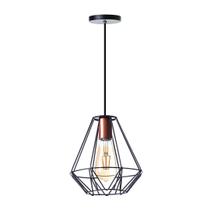 Lustre Pendente Interno Aramado Cristal 24Cm Preto