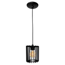 Lustre Pendente Ivy Cilindro Canopla Redonda Preto