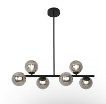 Lustre Pendente Jabuticaba 6 Globos Vidro Fumê Preto G9 Bivolt Lustre Pendente Jabuticaba 6 Globos Vidro Fumê Preto G9 Bivolt