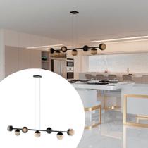 Lustre Pendente Jabuticaba 7 Vidro Globo 5 Metros de Fio