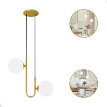 Lustre Pendente Jabuticaba Globo Duplo De Vidro Dourado 2Xg9 Lustre Pendente Jabuticaba Globo Duplo De Vidro Dourado 2Xg9