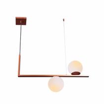 Lustre Pendente Jabuticaba Havana L2 Vidro Globo Leitoso Industrial Moderno E27