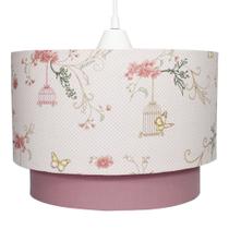 Lustre Pendente Jardim Rosê Passarinho Quarto Bebê Menina