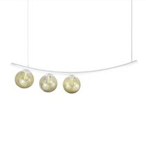 Lustre Pendente Katana BRANCO 3 Globos Esfera Vidro Âmbar Lustre Pendente Katana BRANCO 3 Globos Esfera Vidro Âmbar