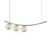 Lustre Pendente Katana PRATA 3 Globos Esfera Vidro Âmbar Lustre Pendente Katana PRATA 3 Globos Esfera Vidro Âmbar