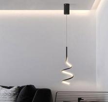 Lustre Pendente LED 20W Espiral Moderno Preto 3000K Bivolt Lustre Pendente LED 20W Espiral Moderno Preto 3000K Bivolt