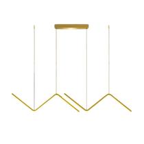 Lustre Pendente LED 23W Zig Zag 90cm Dourado 3000K Bivolt