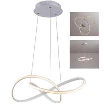 Lustre Pendente LED 3000K Arco Infinito Perfil Decoraçao Iluminaçao Sala Recepçao Hall de Entrada Hotel Comercial Residencial Moderno Ambiente