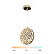 Lustre Pendente LED 3W Disco Bolacha Dourado Multicor Bivolt